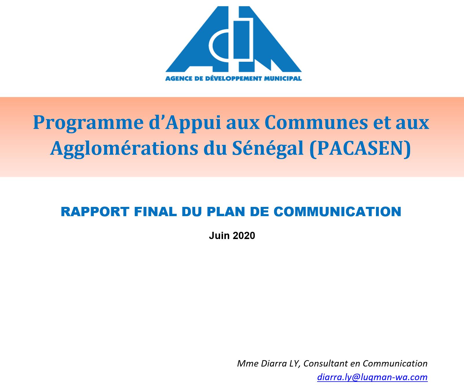 RAPPORT FINAL DU PLAN DE COMMUNICATION - ADM