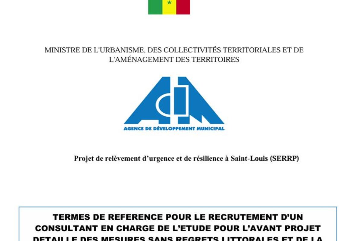Recrutement d’un consultant en charge de l’étude pour un avant-projet – St-Louisadm serrp